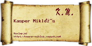 Kasper Miklós névjegykártya